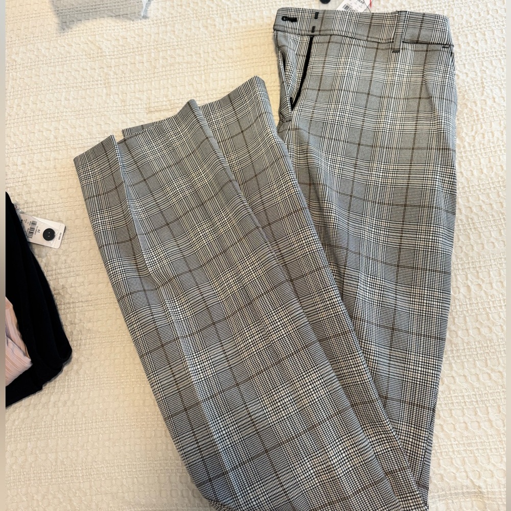 Express Black and White Plaid Editor Pants